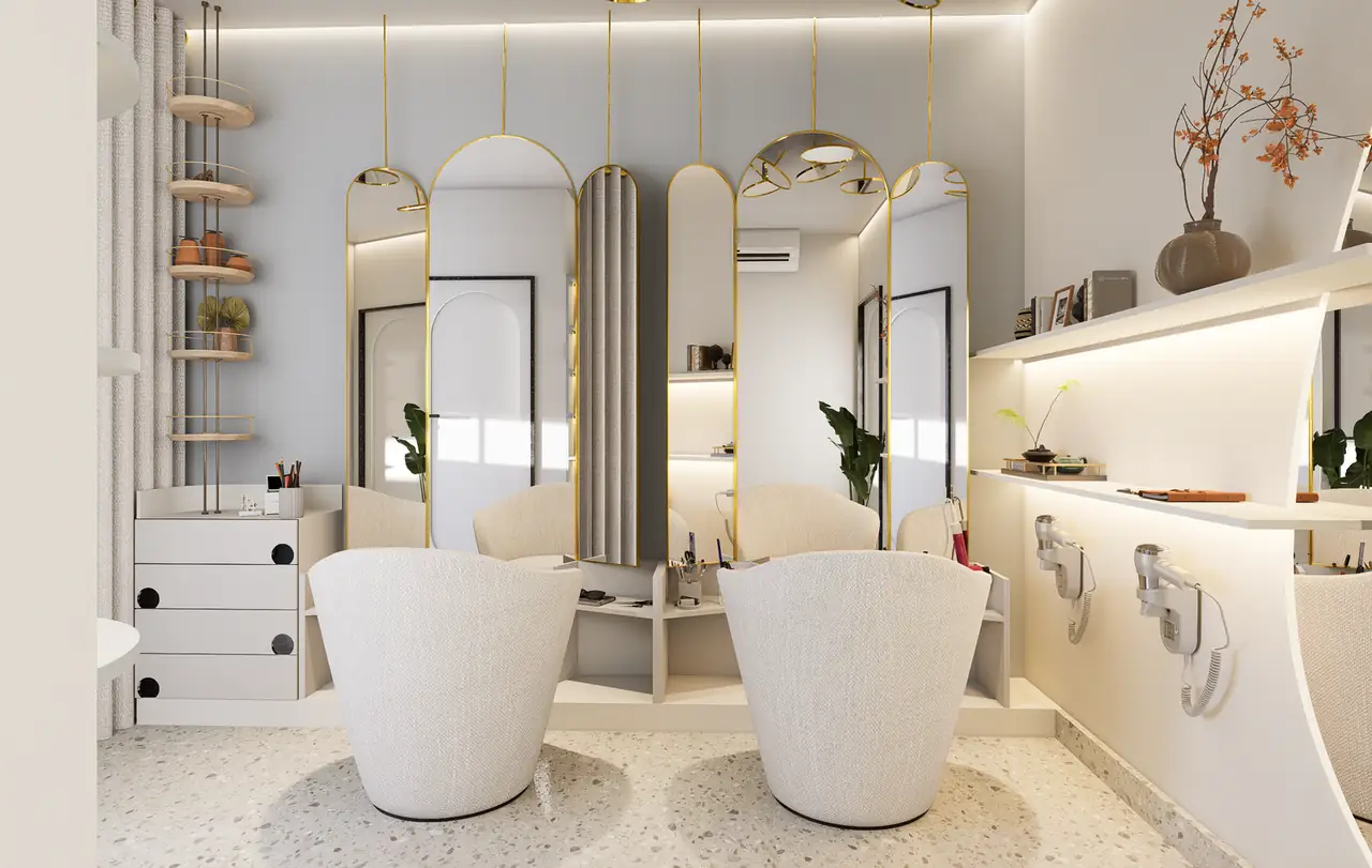 Luxurious beauty salon interior with minimalist design