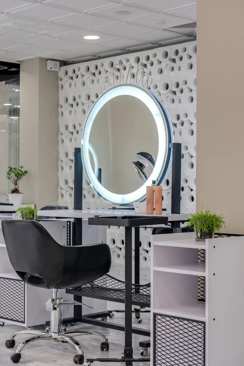 Salon vanity and lighting
